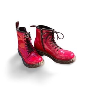 Dr. Martens Red Glitter Patent Leather 1460 J Boot - Kids' Size 3